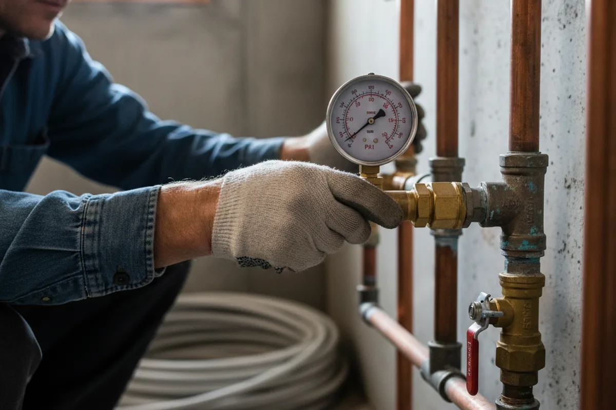 Pressure testing a repaired line during Water Line Repair in Greenbank